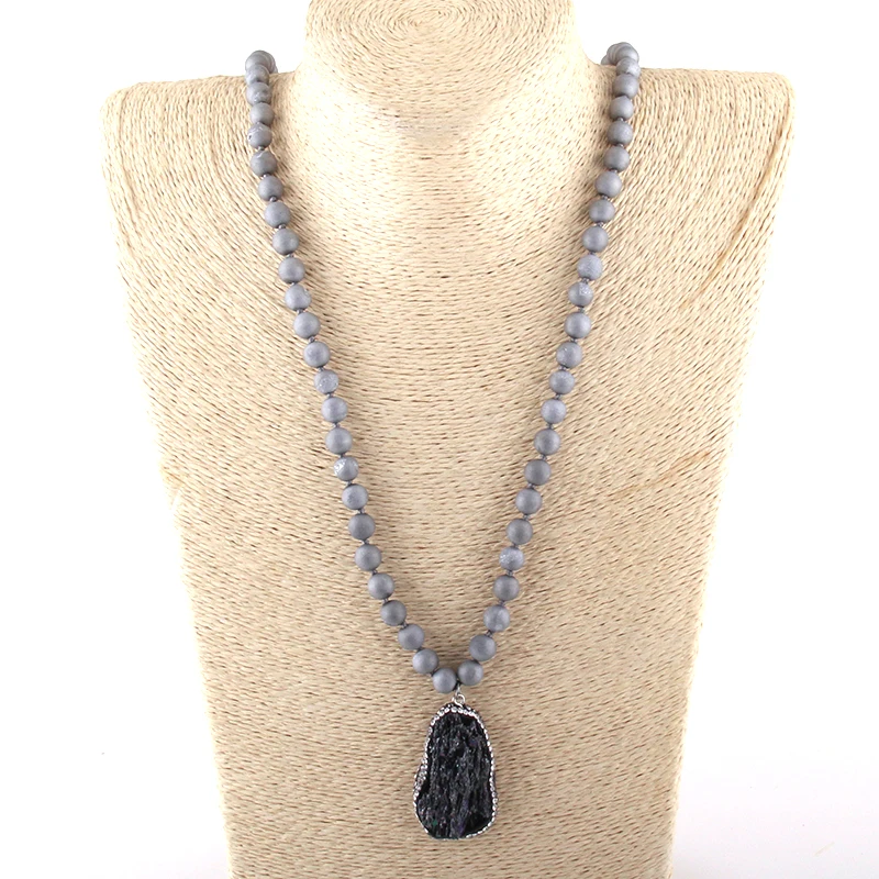 Модные богемные ювелирные изделия с длинным узлом искусственная Друза бисер и