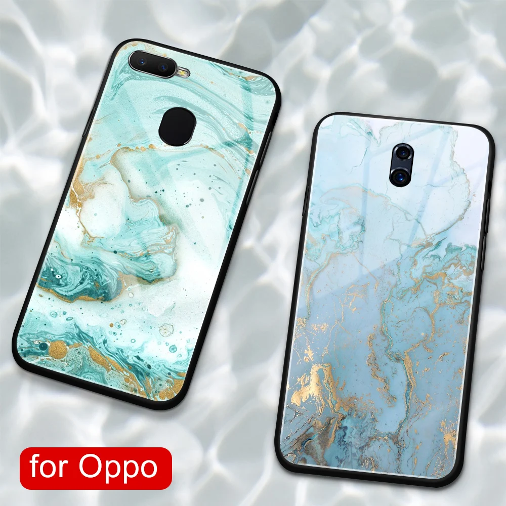 Мраморный чехол для Oppo F9 стекло на заднюю панель телефона R9 R9S R11 R11S Plus R17 R15 Pro Find X A7X