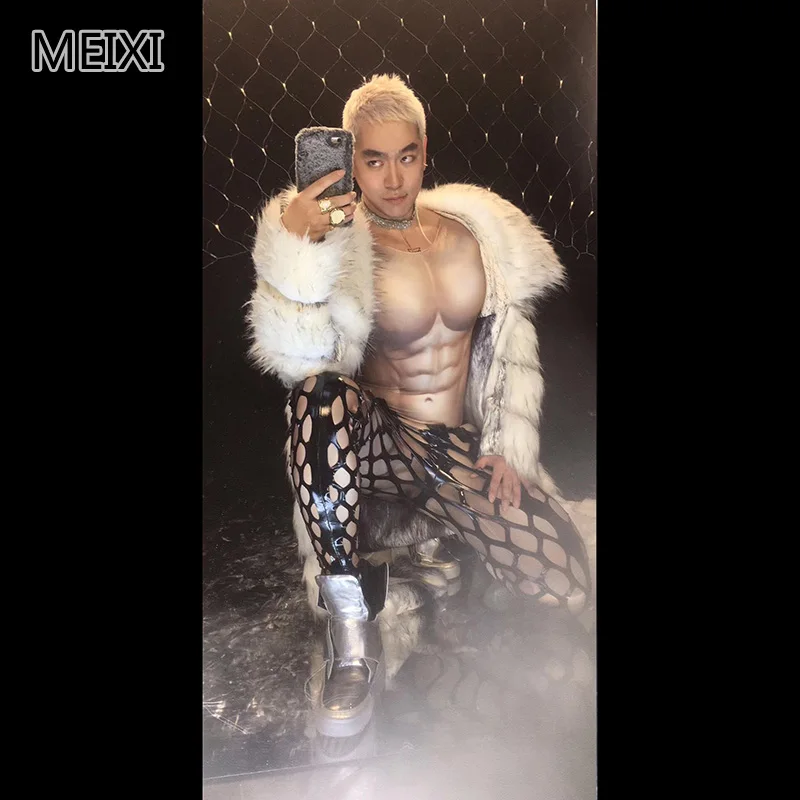 Серебряный персонализированный кожаный комбинезон с искусственным мехом