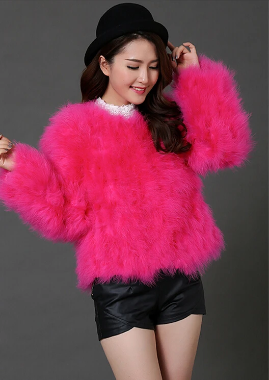 Женское пальто ручной работы из 100% натурального страуса настоящий натуральный