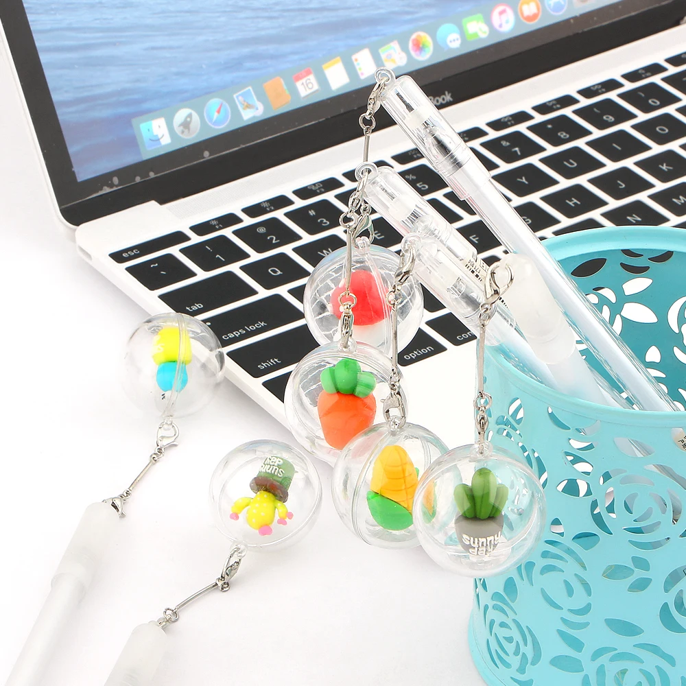 2 шт./лот Съемная подвеска гелевая ручка овощей кактус и Cat желание мяч с черными