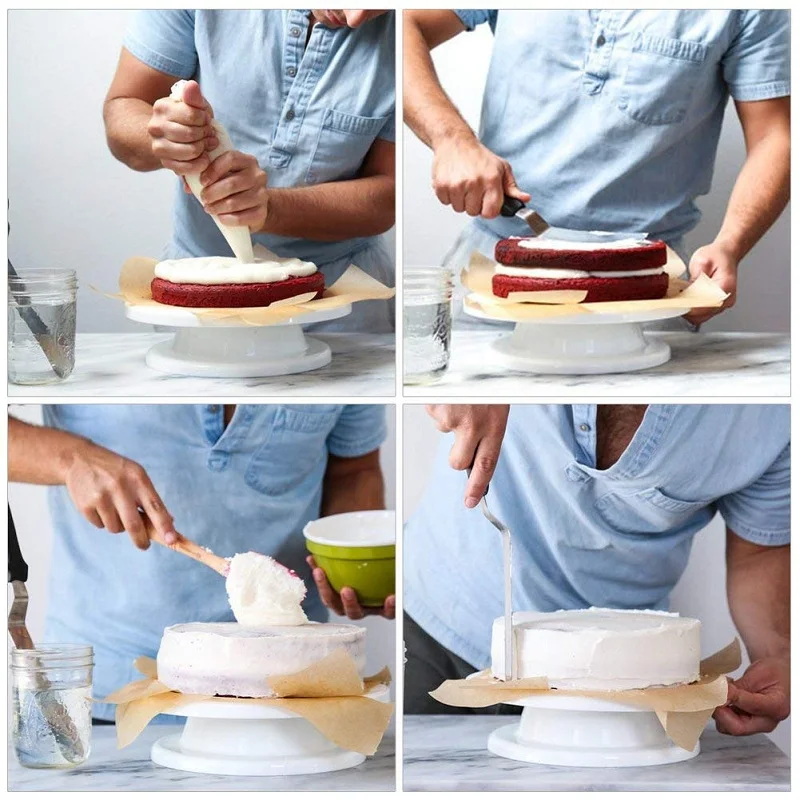 Plastic Cake Turntable Rotating Anti-skid Decorating Rotary Table Round Stand Kitchen Baking Tools 28cm | Дом и сад