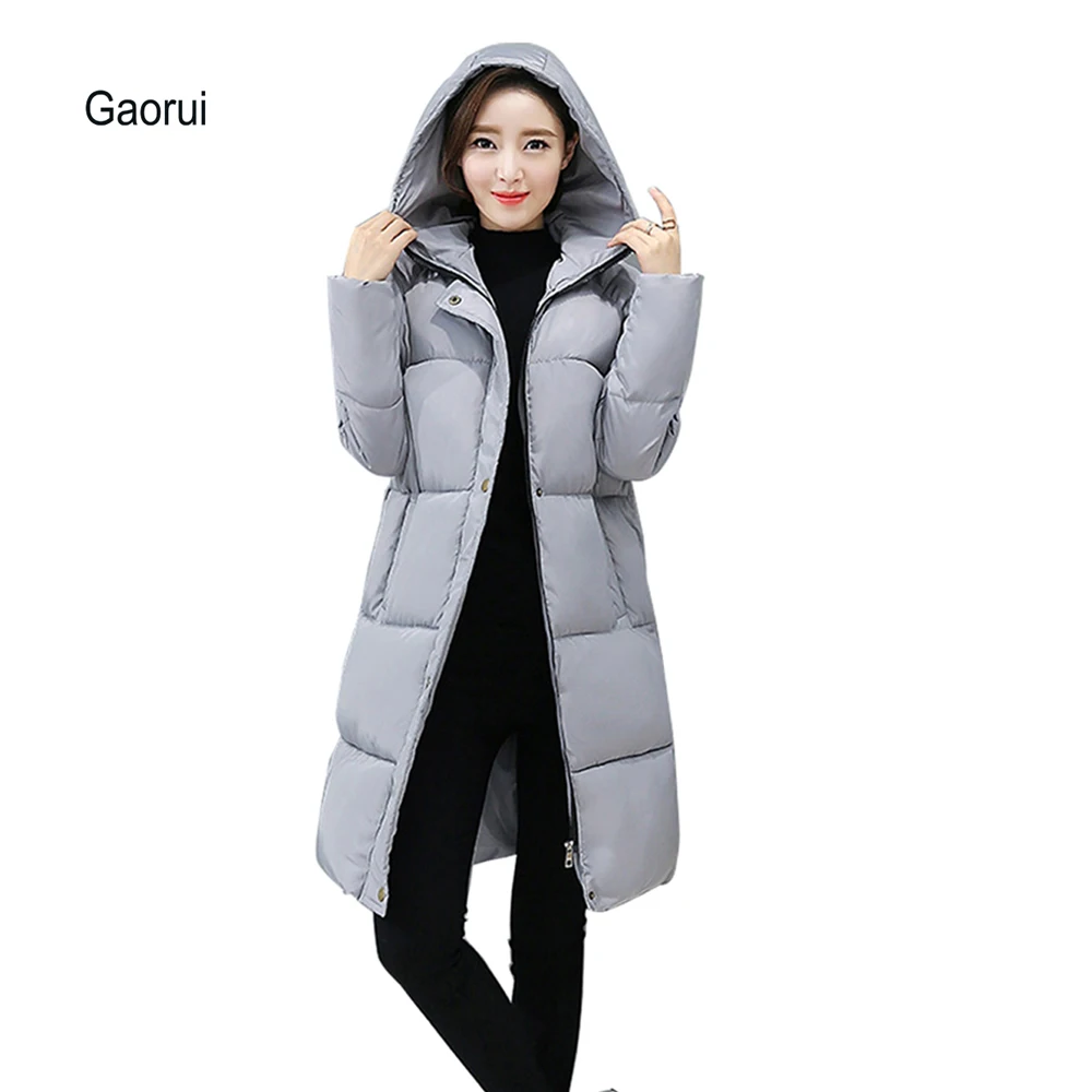 

Solid Cotton padded long winter coat Woman Thick warm Hooded Parkas Female Jacket Ladies Slim Outwear Fashion pockets Plus Size