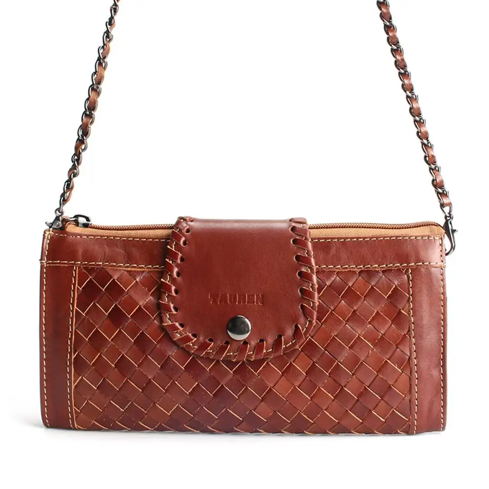 С вязанным узором масло воском клатч 100% сумка из настоящей кожи через плечо