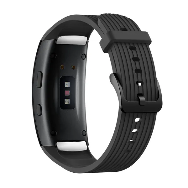 Сменный Браслет для samsung gear Fit 2 Pro Band с металлической пряжкой роскошный силиконовый ремешок для samsung Fit2 SM-R360 ремешок - Цвет: Черный