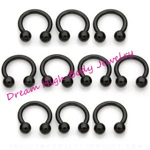

HENGKE Black Horseshoe Ball 16G Vacuum Titanium Nose Ring Eyebrow piercing Lip Stud Body Piercing Jewelry circular barbell