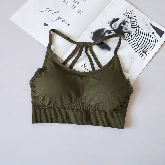 Army Green Peeli с ремешками бесшовный спортивный бюстгальтер прочный пуш-ап бюстгальтер с мягкими чашечками для занятий йогой спортзал бюстгальтер Для Бега Фитнес Топ Femme тренировки Спорт Bh - Цвет: Army Green