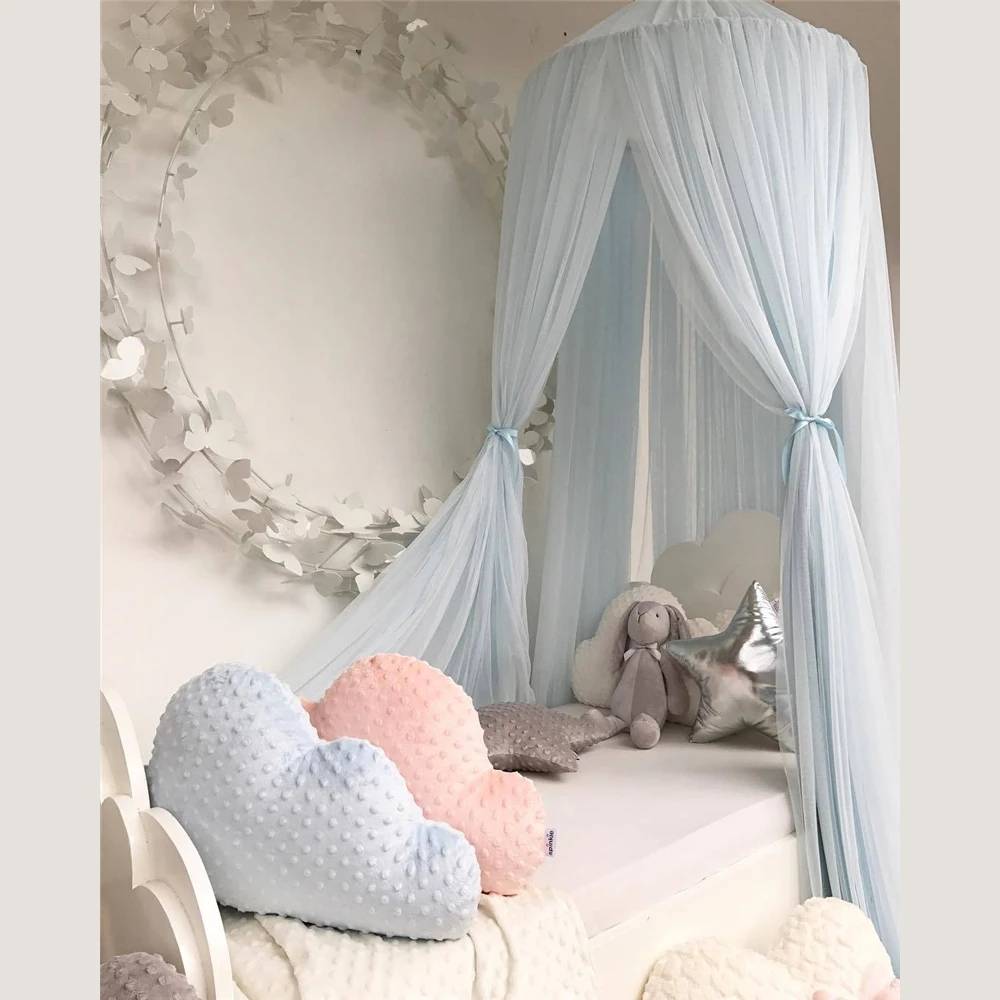 Детская кровать с противомоскитной сеткой купол балдахин шифоновая кружевная