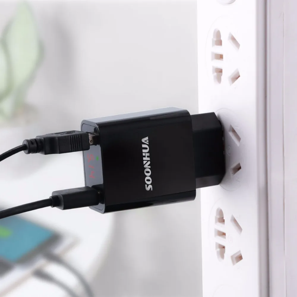 SOONHUA светодиодный дисплей, двойное USB зарядное устройство, штепсельная вилка EU/US 2.2A, Макс., умное быстрое зарядное устройство для мобильного телефона, настенное зарядное устройство для iPhone, iPad, samsung