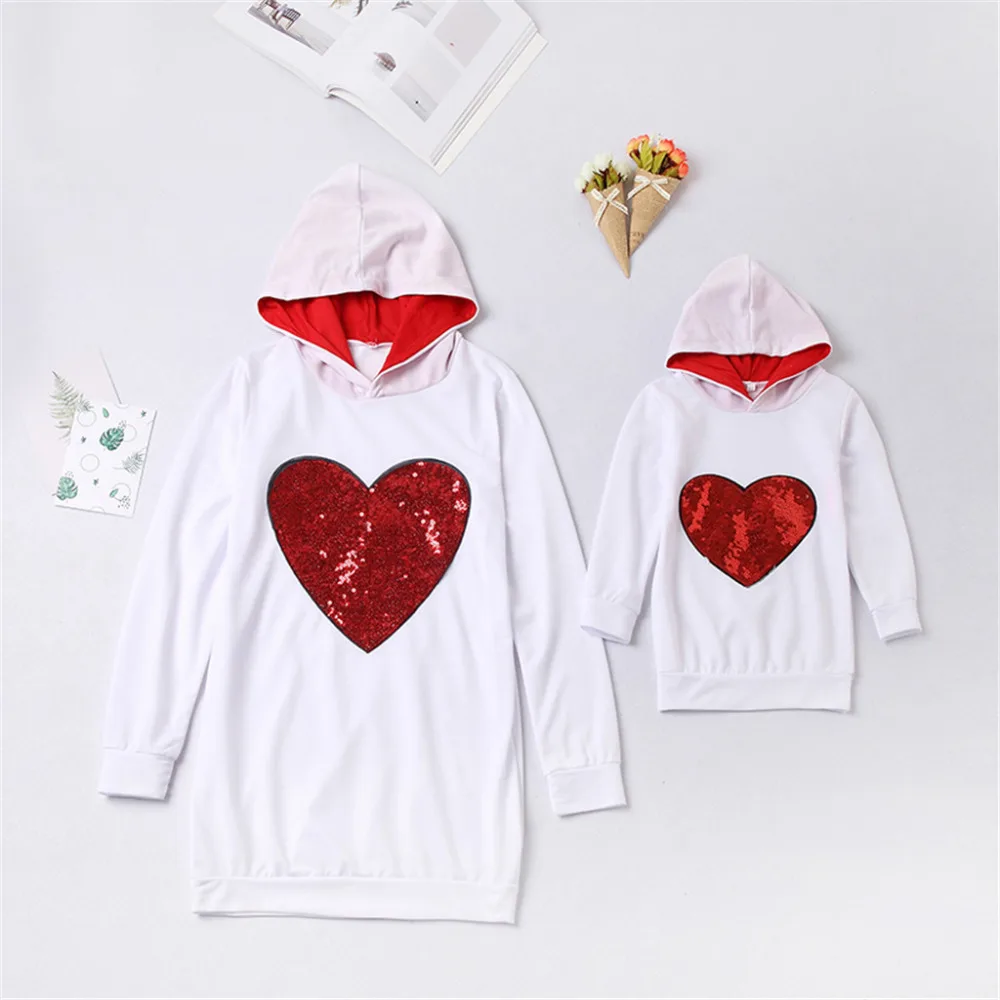 PPXX/толстовка с капюшоном для девочек свитер сердцем одежда мамы и дочки