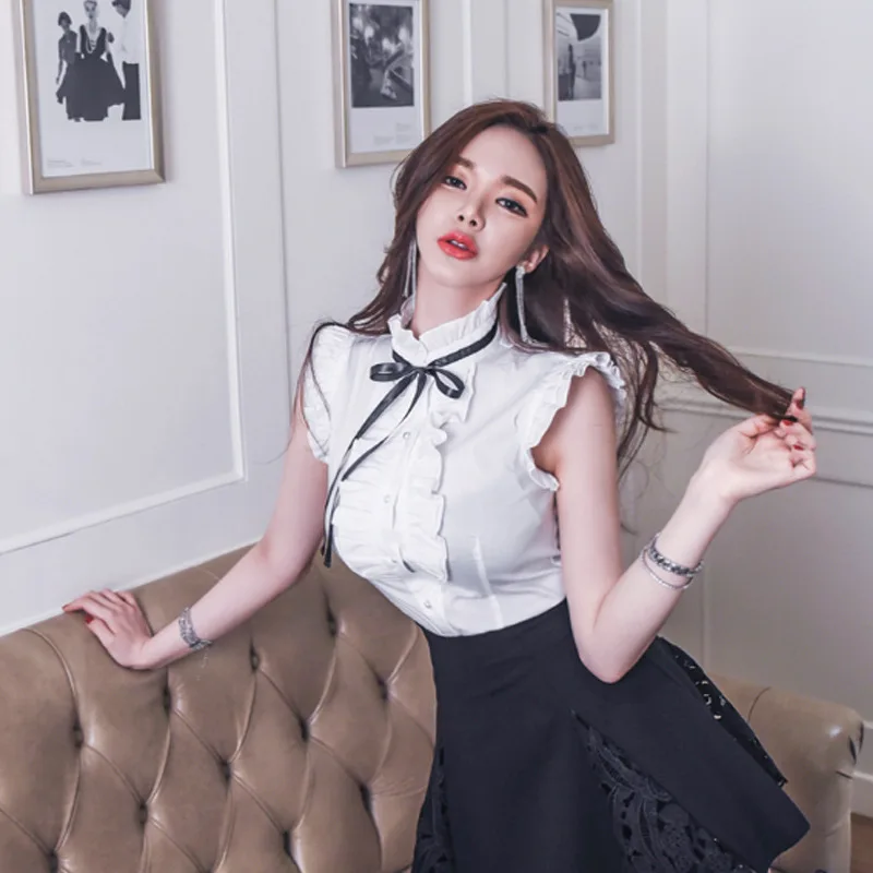 YaLiShi/костюм для Женский комплект 2 шт. летняя белая блузка без рукавов с бантом и