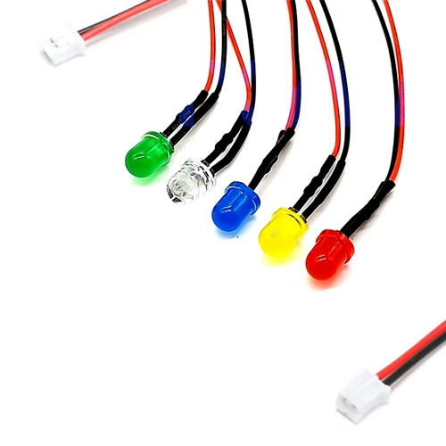 50 шт. 3V 5V 6V 9V 12V 24V 36V 48V 110V 220V Рассеянный 8 мм светодиодный с 20 см провода и PH2.0