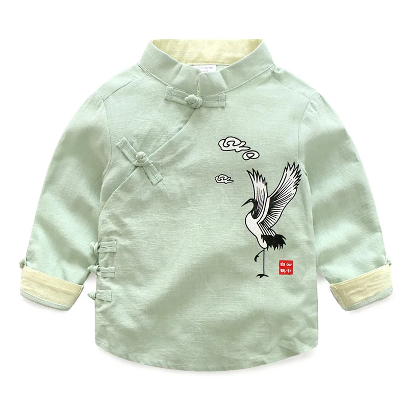 Рубашка для мальчиков хлопковая Детская рубашка с воротником Мандарин одежда в