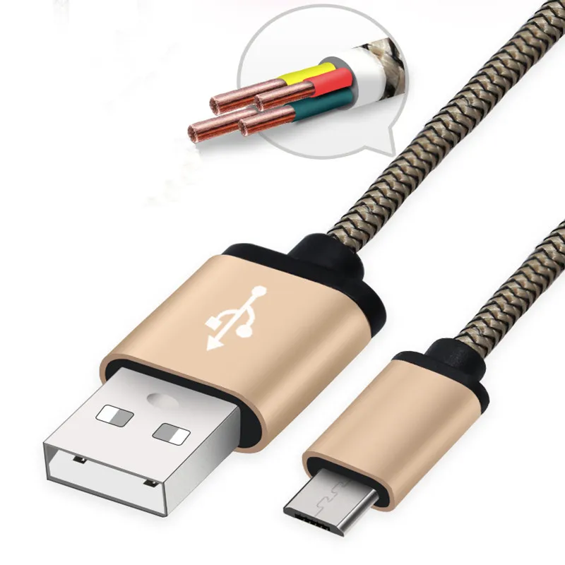 500 шт. Высокое качество 1 м 2 3 2.4A нейлон плетеные ткани Micro V8 Usb кабель аксессуары
