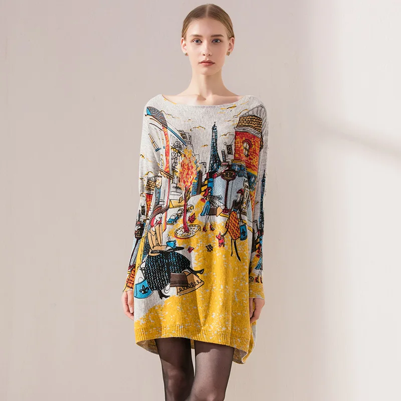 Осень и зима большой размеры рукав летучая мышь женские один костюм вязаный