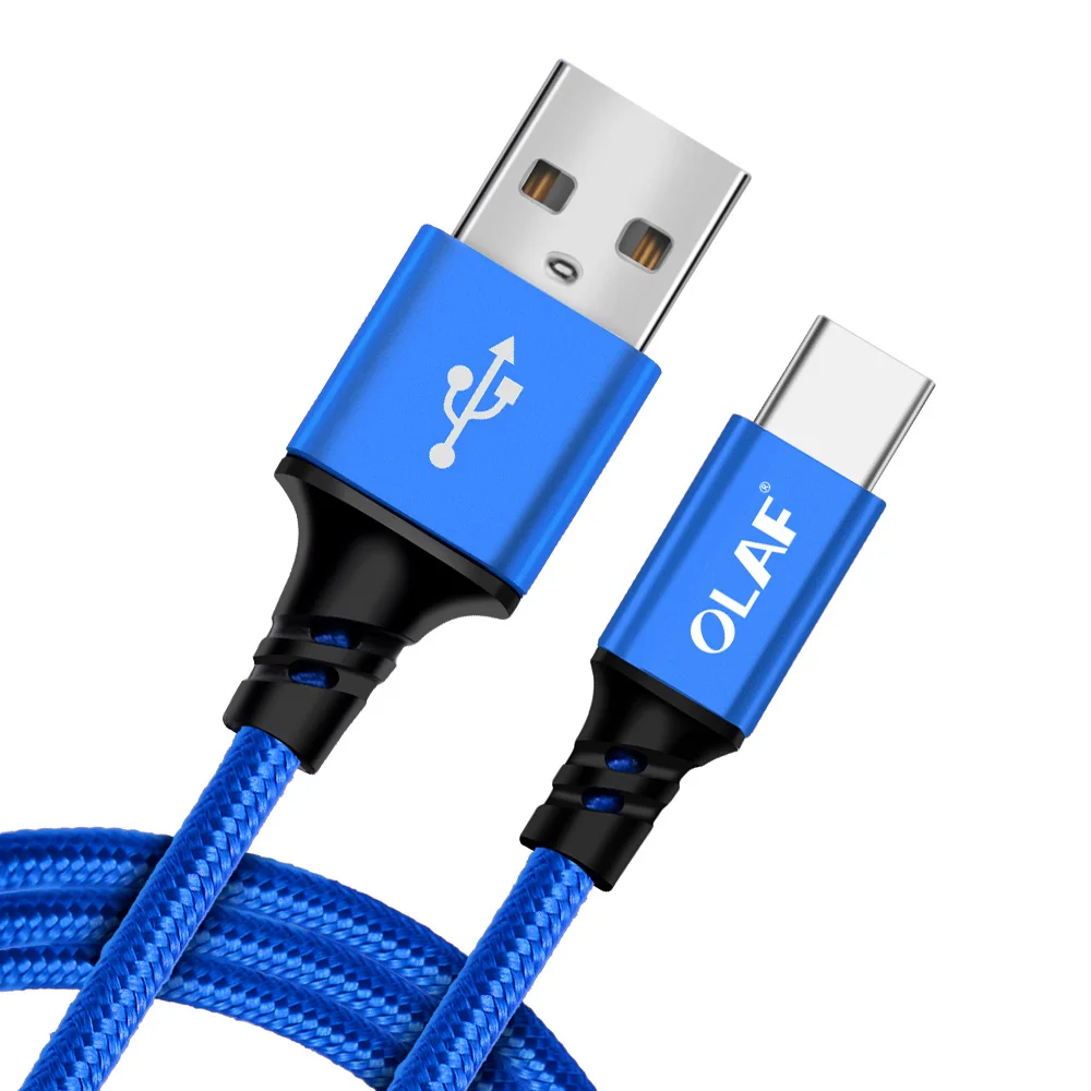 Олаф usb type C кабель 2.4A кабель передачи данных для быстрой зарядки тканый кабель USB-C шнур для samsung s8 s9 huawei P20 mate Lite USB C кабели