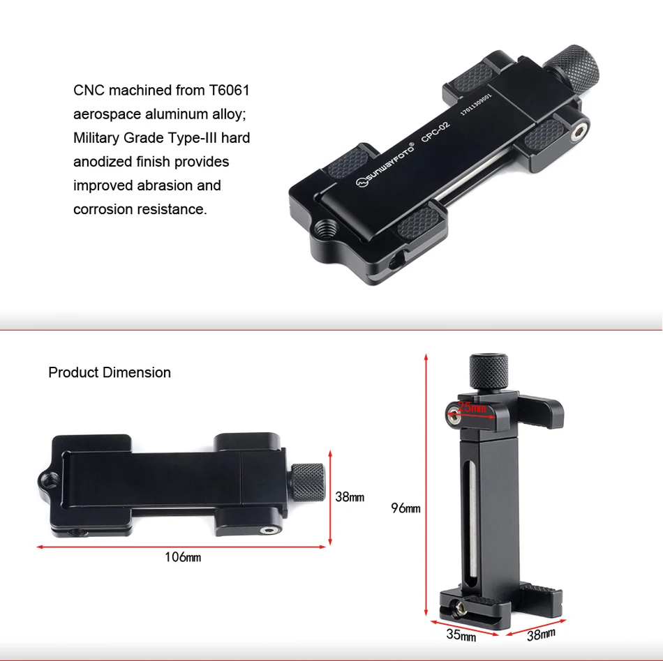 SUNWAYFOTO CPC-02 Аксессуары для мобильных телефонов Профессиональный Настольный зажим для мобильного телефона и подставка Профессиональный штатив держатель для телефона кронштейн