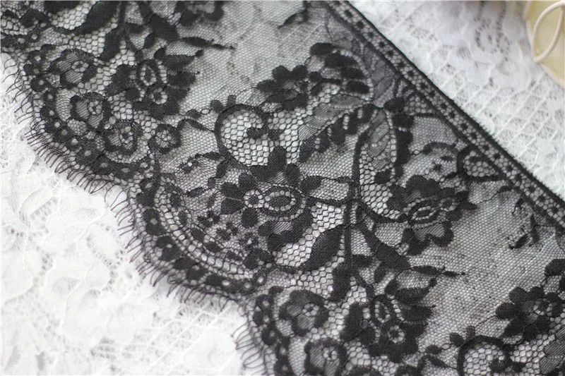 

9 m / lot high-grade black and white eyelash lace fabric DIY clothing accessories lace width 16 cm GRL0404