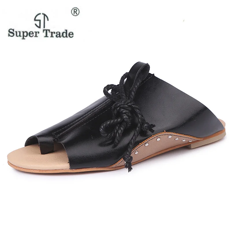 На плоской подошве женские сандалии с открытым носком Для женщин летние Ремешок