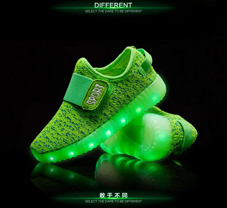 Size 25-37 Kids Led USB Recharge Glowing Shoes Children's Hook Loop Shoes Children's Glowing Sneakers Kids Led Luminous Shoes