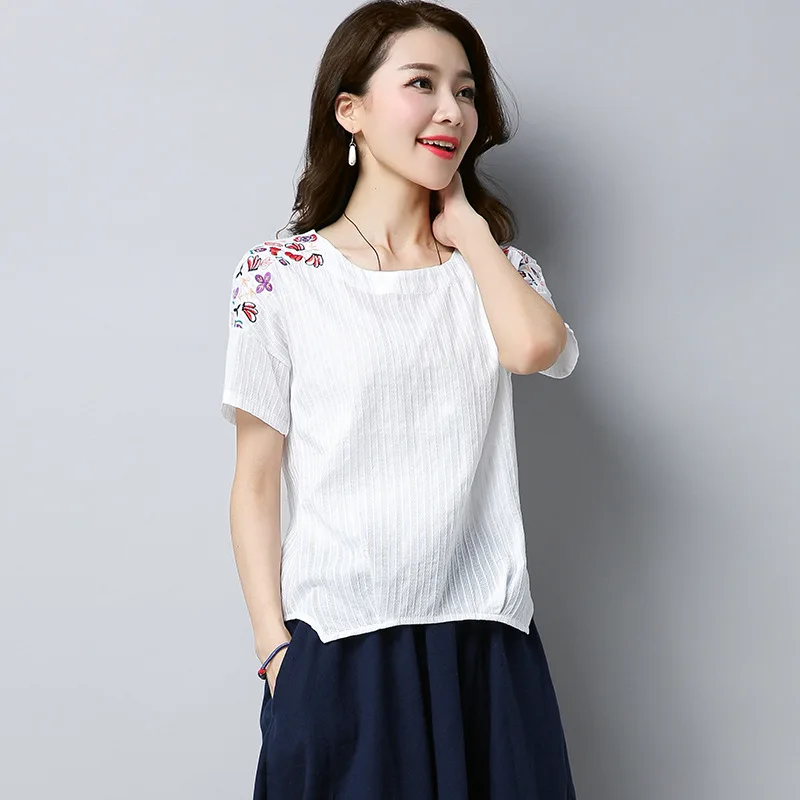 Летняя новинка Женская свободная хлопковая футболка с коротким рукавом