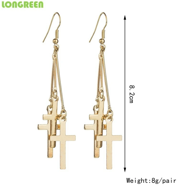 Модные Панк Крест Висячие серьги ювелирные изделия Винтаж Черный Золото Серебро