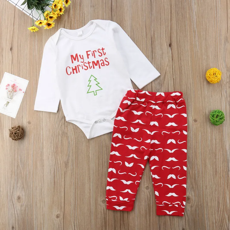 2018 рождественские комплекты одежды для маленьких мальчиков и девочек боди с