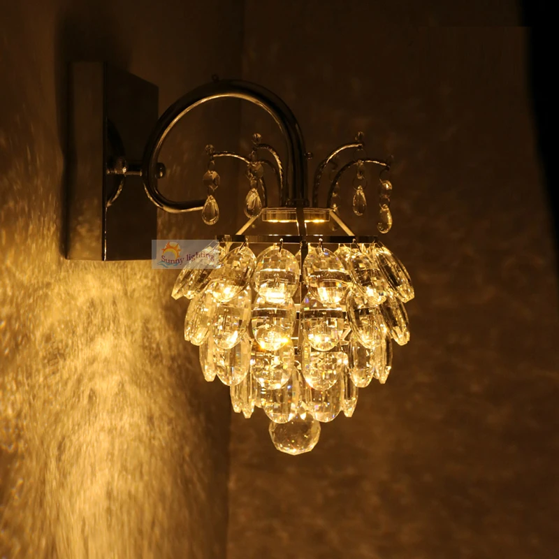 1 шт. светодиодный светильник с кристаллами для прикроватной тумбочки настенный