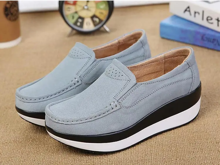 Platform shoes woman fashion sneakers women genuine leather casual women shoes round toe Loafers ladies flat shoes women