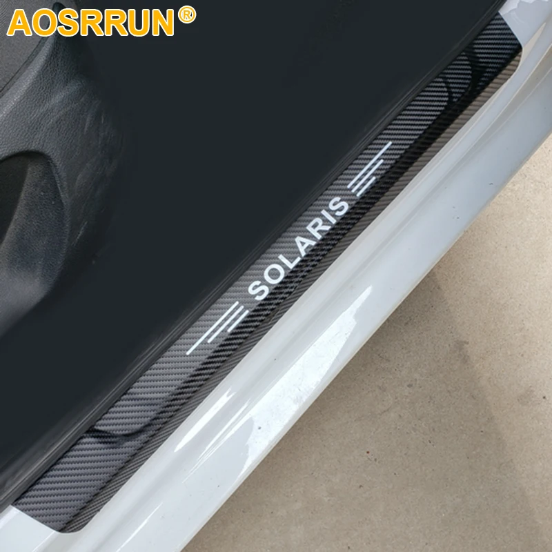 AOSRRUN из искусственной кожи Накладка на пороги автомобиля аксессуары для hyundai solaris седан хэтчбек 2012