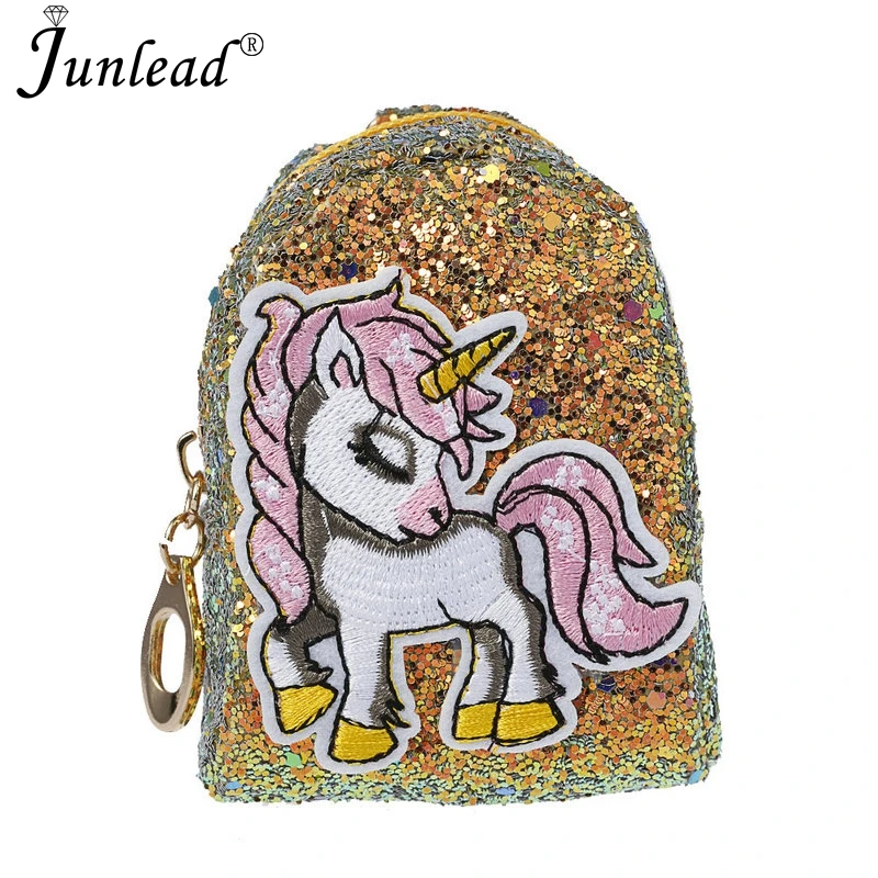 Розовая кошелечка с пайетками и изображением лошадки для девочек, ключницы и модных карточек.