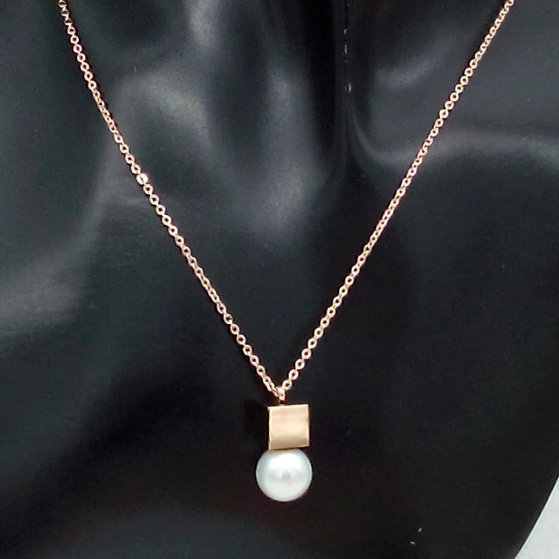 Розовое золото/серебро цвет квадратный жемчуг эффектный воротник колье ожерелье