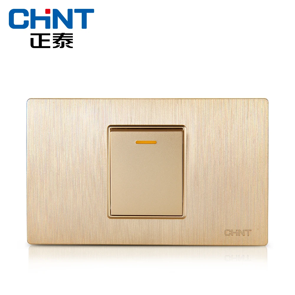 CHINT Electric 118 Type Switch Socket NEW5D Wire Drawing Gold Within Steel Frame One Gang Two Way Switches|switch socket|switches