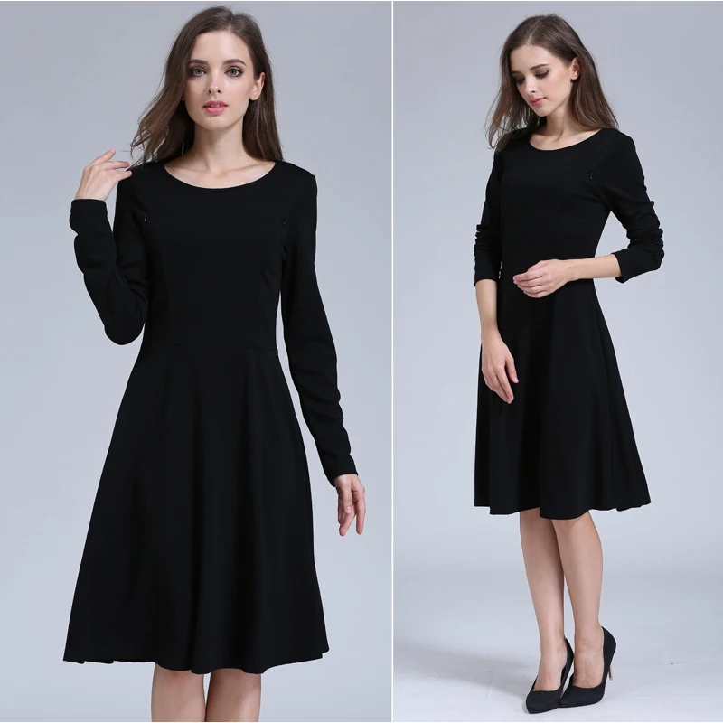 Однотонная Одежда для беременных с длинным рукавом платье кормления грудью s M oms