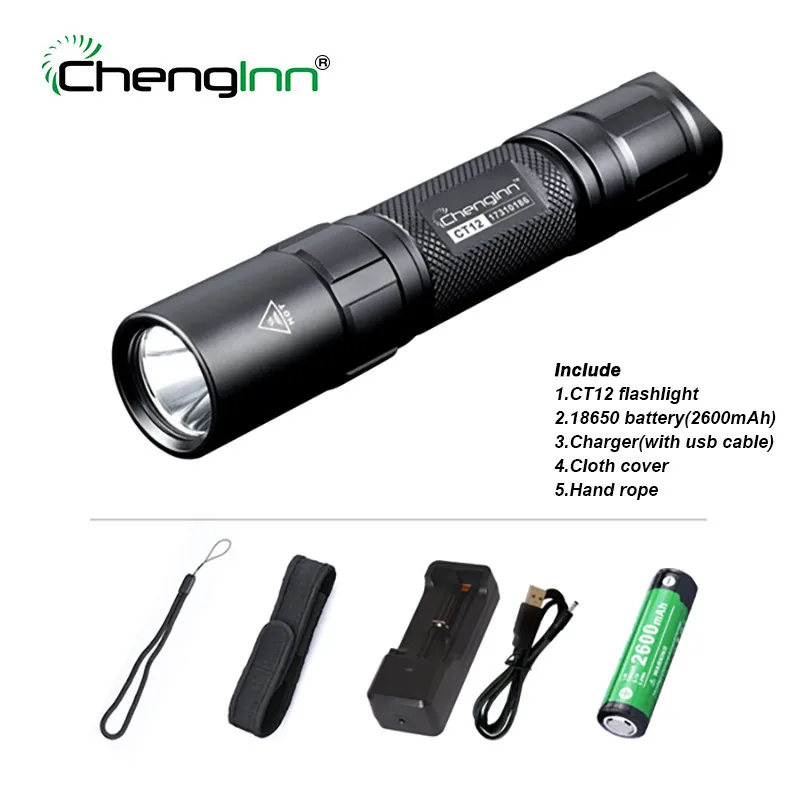 Chenglnn тактический фонарь мощный самообороны 1200LM Cree светодиодный свет 6 режимов SOS