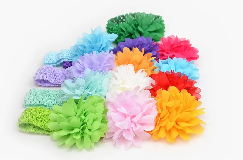 10pcs/lot Lace Chiffon Hollow Out Flower Crochet Headband kids Girls Dress Up Hair Accessories For Women And | Детская одежда и