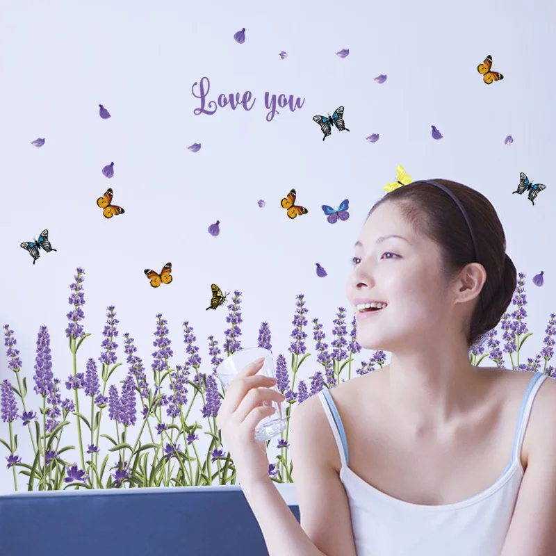 Романтическая Настенная Наклейка в стиле Парижского Прованса фиолетовая