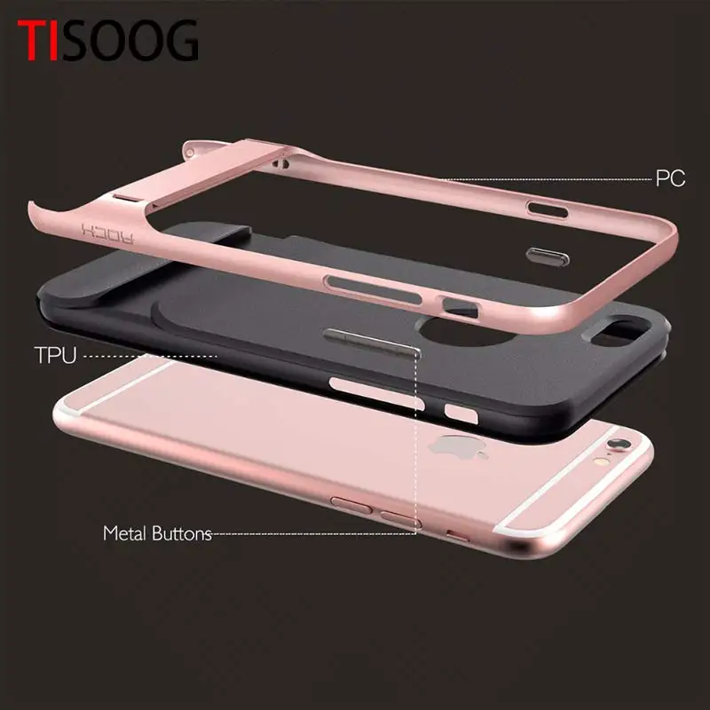 Tisoog кронштейн для Apple iPhone 6 6S 7 8 плюс Спорт антидетонационных чехол Стенд