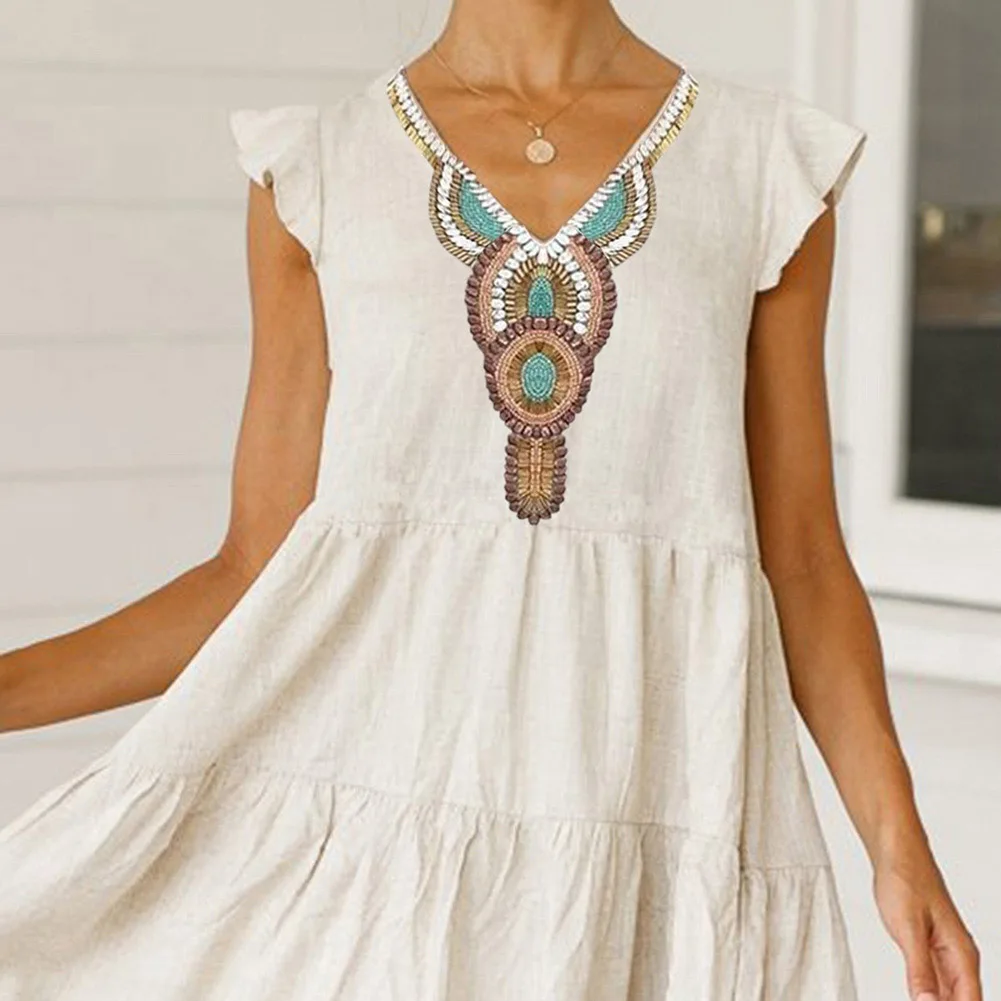 BOHISEN Dashiki African Print Dresses For Women Clothing Sleeveless V-Neck Casual Female Clothes Skirt Formal Dress