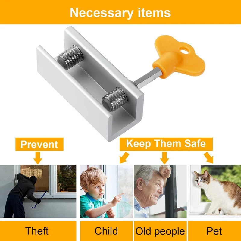 Adjustable Sliding Window Locks Aluminum Alloy Door Frame Security with Key for Home and Office (Double-Locks 4p | Обустройство дома