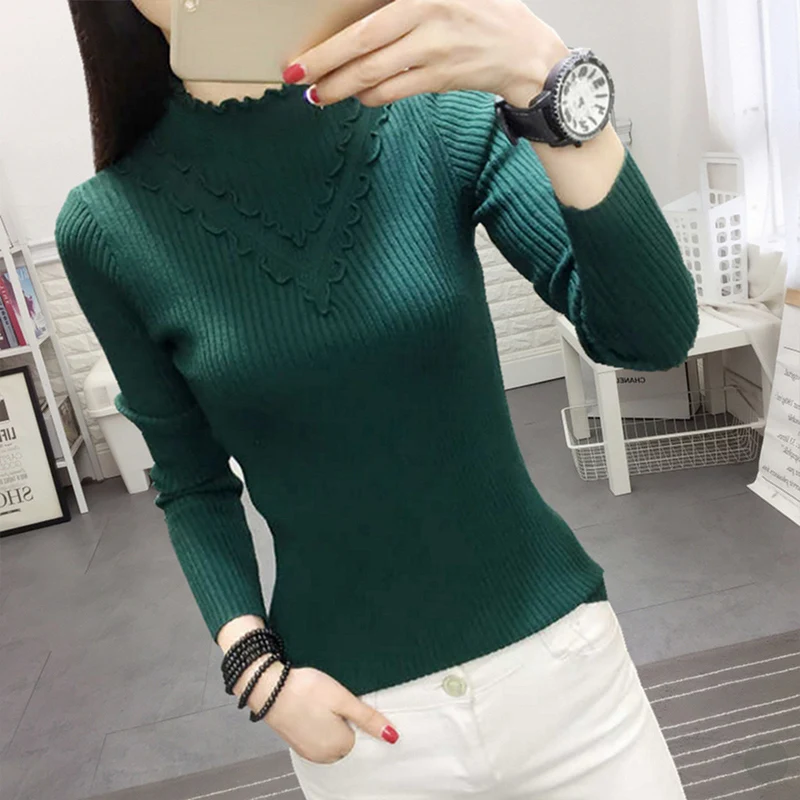 TIGENA Elastic Slim Autumn Winter Turtlenck Pullover Sweater Women 2019 Korean Long Sleeve Knitted Jumper Female Ladies | Женская одежда