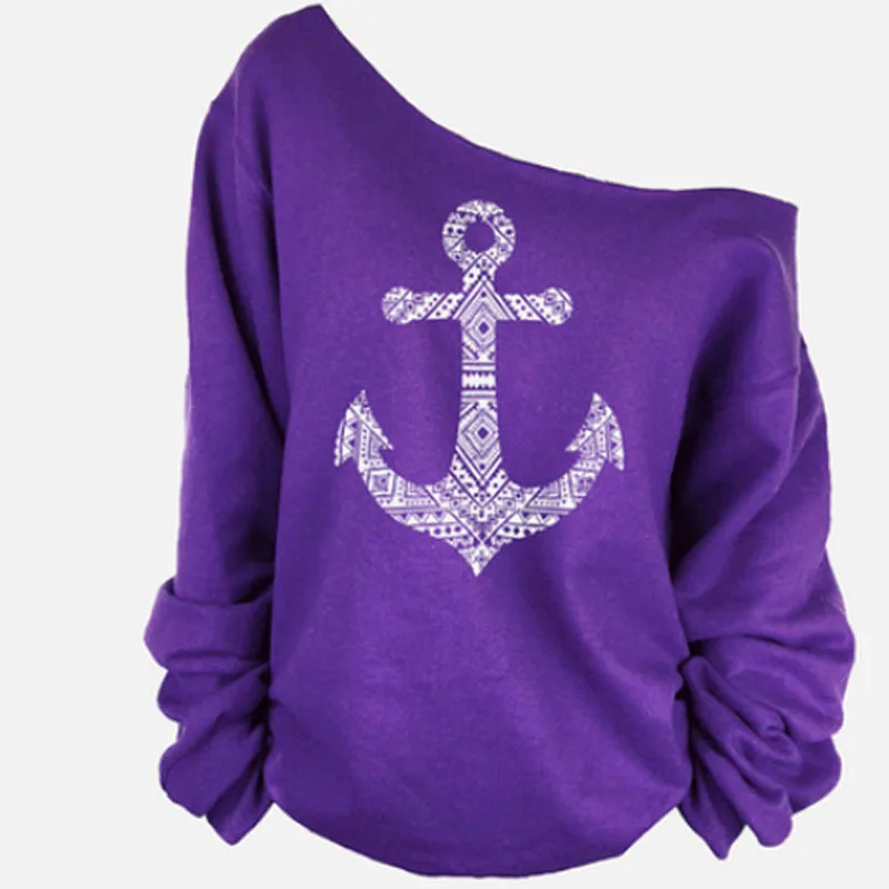 Весна осень зима новые футболки женские элегантные с длинным рукавом Лодка Якорь