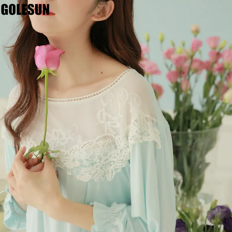 Женская ночная рубашка из хлопка для принцессы с полой вышивкой домашняя одежда