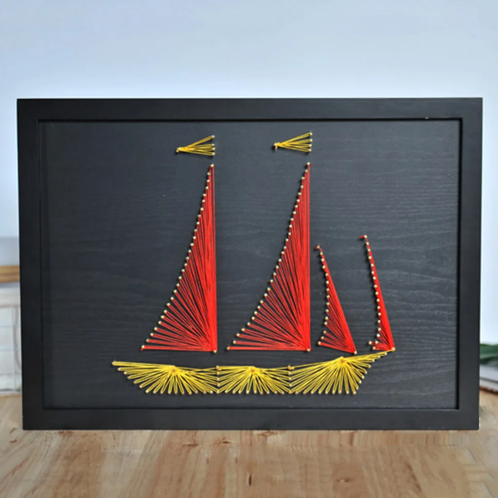 30x40 см Pin String Art Sailboat DIY домашнее украшение Набор для творчества для взрослых детей искусство и ремесло