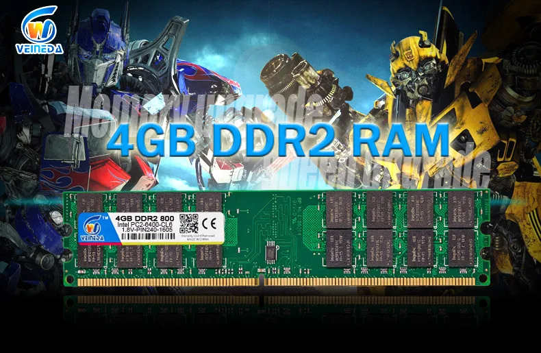 VEINEDA 4G DDR2 800/667 4 Гб ОЗУ память Рабочий стол amd mobo совместимая оперативная память ddr2 pc2-6400