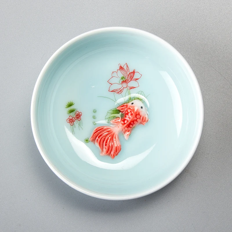 Китайские чайные чашки для Tieguanyin, красный халат, чайная чаша Celadon, чайник с золотой рыбкой, китайский чайный сервиз, фарфоровые изделия, D042