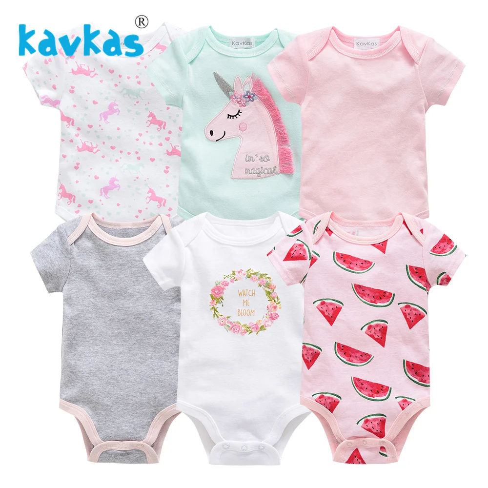 HY22232291 Kavkas/6 шт. Детские боди из хлопка с короткими рукавами Roupa De Bebes летний комплект одежды для маленьких мальчиков - Цвет: HY22232291