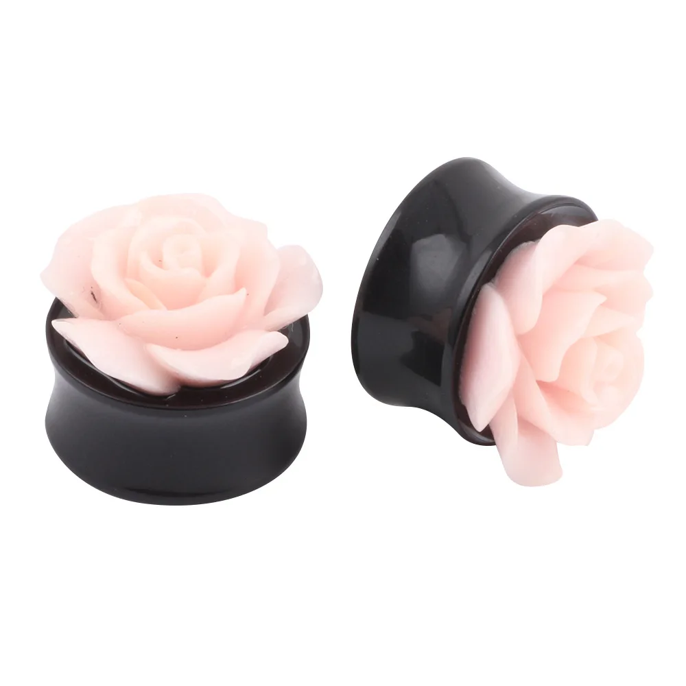 1 пара Винтажный Розовый акриловый цветок расширитель для ушей 8 25 мм туннель