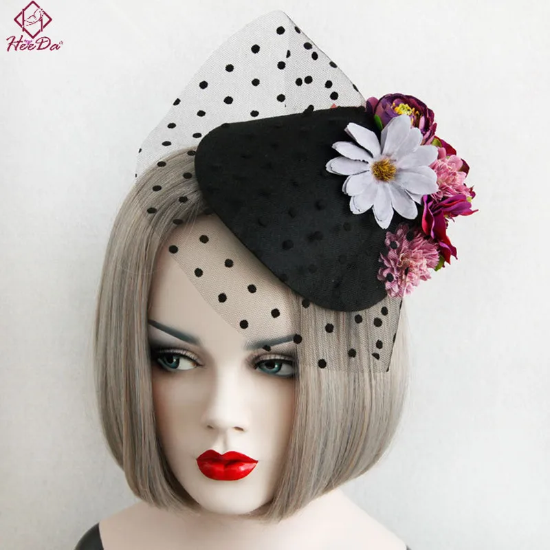 Heeda Очаровательная черная сетчатая пряжа тканевая Цветочная шпилька винтажные