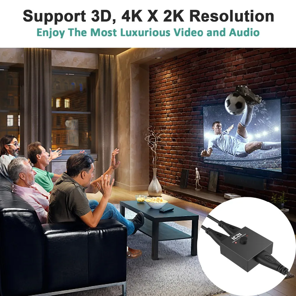 ICZI 4K 3D HDMI коммутатор 2 адаптер портов от 1 до 2/2 для ПК ноутбука xbox 360 PS4/3 HDTV комплект